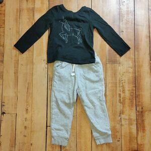 Cat & Jack outfit 3T joggers long sleeve unicorn gray black cotton spring